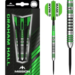 Mission Darts Set Graham Hall Player 22g 24g grams Tungsten Black and Green - Picture 1 of 4