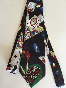Corbata de cuello para hombre con tarjetas de billar dados de tiburón piscina póquer juegos para hombre - Imagen 1 de 5