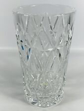 TIFFANY & CO  Crystal Diamond Cut Crisscross Flower Vase 7" Signed Discontinued