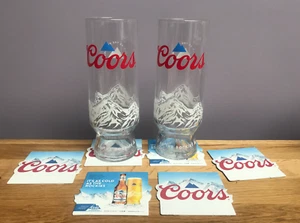 2 x Coors New Design Pint Glasses for 2021 + 6 Coors Beermats - Picture 1 of 5