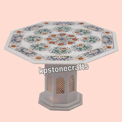 Beautiful Fine Decorative White Marble Coffee Table | Octagonal Design Handmade - Image 1 of 4