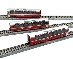 N Scale Kato 10-1655 RhB Bernina Express New Logo 3-Passenger Car Basic Set NIB - Picture 1 of 12