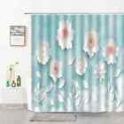 Shower curtain flower Creative light blue waterproof bathroom decoration