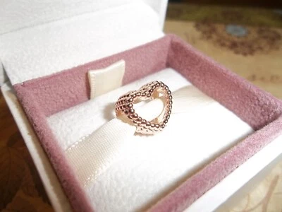 Genuine Authentic Pandora Rose Gold Beaded Open Heart Charm 787516 - Image 1 of 3