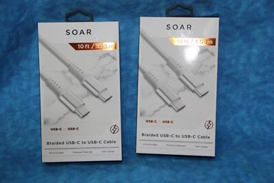 2  Braided USB Type-C USB-C to USB-A Fast Charge  Cord Charger Charging 10 ft - Image 1 of 2