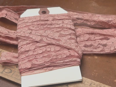 Lencería vintage años 30 algodón encaje rosa 1/2" 1yd hecha en Francia Foto 1 de 4