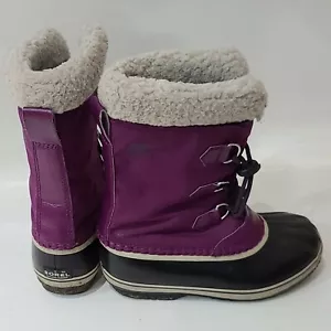 Girls 5 Sorel Yoot Pac Duck Snow Waterproof Rubber Winter Boots Purple Warm - Picture 1 of 12