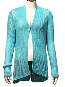 Chicos Open Front Sheer Knit Cardigan Lightweight Trendy Stylish Layering Piece - Picture 1 of 9