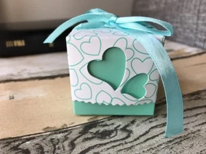 250x Mint Love Heart Wedding Favour Boxes Chocolate Candy Sweets Cookie Gift Box - Picture 1 of 5
