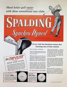 VINTAGE 1950s Print Ad ~ Spalding Synchro-Dyned Woods and Irons ~ Shoot better - Picture 1 of 1