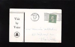 Illinois Bell Telephone Promotional Postcard Visit By Voice 1931 Elgin Postcard! - Picture 1 of 1