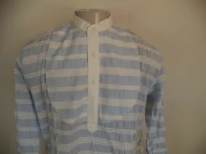 Men's Blue/ White Handmade Traditional Stripe Shirt. One Size. Long Sleeve. - Picture 1 of 8