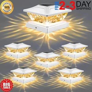 Solar Post Cap Lights Outdoor: 6 Pack Bright 2 Modes LED Solar Fence Deck Lights - Picture 1 of 8