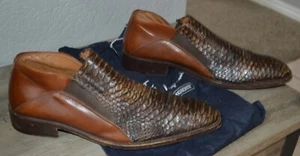 Dino Bigioni  Brown mens dress shoes slip -on size 9 Made in Italy #20036  - Picture 1 of 22