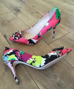 NEU JCrew Collection 378 $ Elsie Pumps mit Schmucksteinen abstrakter Druck 9,5 f4870 SELTEN!!! - Bild 1 von 12