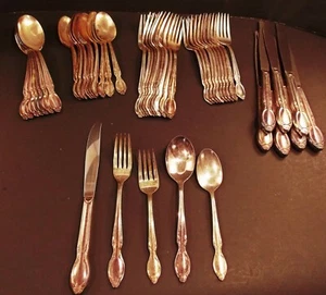 Rogers IS Precious Mirror silverplate 51pc 8 place settings + 1954 Wm - Picture 1 of 4