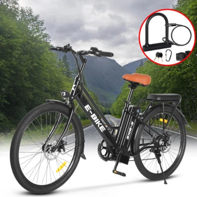 500W Ebike 26" Electric Bike Bicycle 25Mph Commuter Tire Mountain Bikes Black - Image 1 of 4