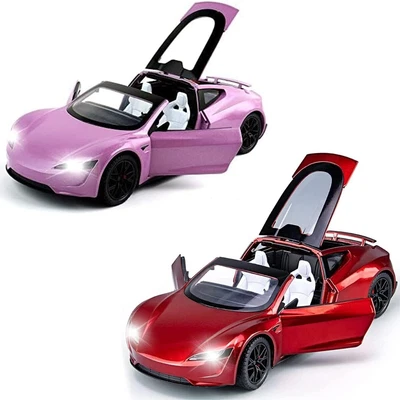 Carro esportivo Tesla Roadster escala 1:24 modelo de carro de corrida brinquedo - Imagem 1 de 4