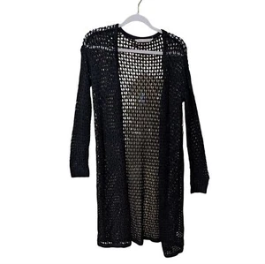 Hippie Laundry crochet duster cardigan knit open front long line coverup Large - Picture 1 of 9