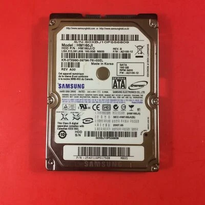 HM160JI, HM160JI/D, FW AD100-12, M80S, Samsung 160GB SATA 2.5 Hard Drive 5400RPM - Image 1 of 2