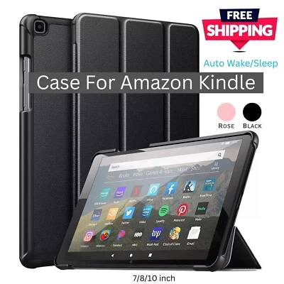Case For Amazon Kindle Fire HD 7" 8" 10" Plus Tablets Smart Leather Stand Cover - Image 1 of 4