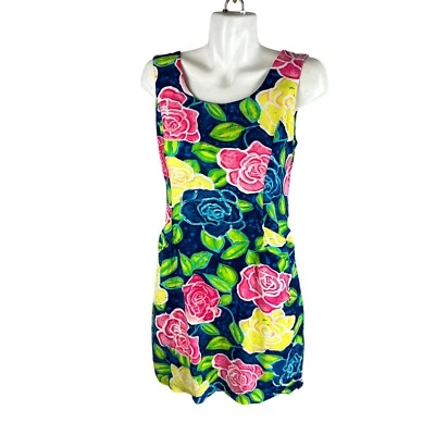 Vtg 90s Jams World Neon Bright Floral Print Mini Dress Sleeveless Size 9 Medium - Image 1 of 4