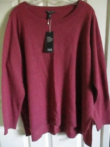 TG 3X Eileen Fisher BERRY fine gauge cashmere girocollo scatola top nuovo con etichette - Foto 1 di 3