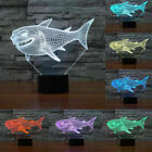 3D Shark 7 Color Changing Night Light Optical Illusion Mood Lamp Nursery Decor C