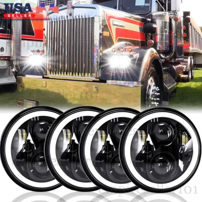 4PCS 5.75 5 3/4 Projector LED Headlights for Kenworth W-900A W900A Peterbilt 359 - Image 1 of 4