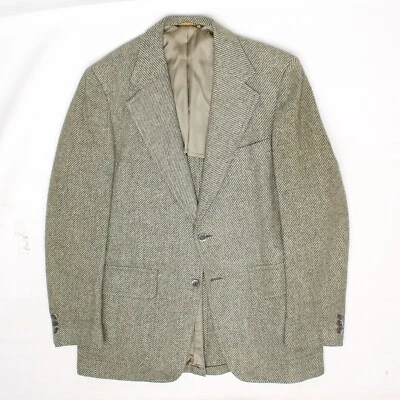 VTG 60s Kingsridge Mens Tweed Sport Coat 40R Green Beige Twill Wool Jacket USA - Image 1 of 4