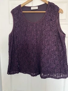 Ann Harvey Ladies Purple Lace Vest Top size 26 - Picture 1 of 6