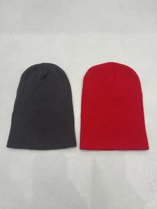 2x extra lange Mütze - Rot + Dunkelgrau - Herren Damen Unisex - Bild 1 von 5