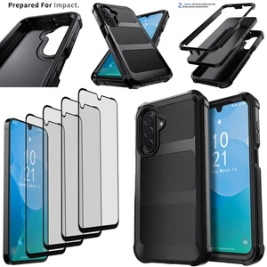 Heavy Duty Case Rubber Dual Layer Cover Tempered Glass For Samsung Galaxy A17 - Picture 1 of 17
