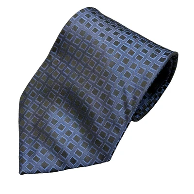 Corbata Hugo Boss 100% Seda Tejida Caja Patrón Hecha en Italia Azul 4.5" Foto 1 de 4