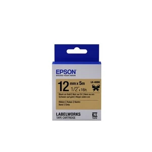 Epson LK-4KBK Black on Gold Satin Ribbon Label Cartridge 12mm x 5m - C - Picture 1 of 3