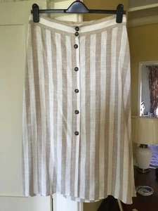H&M Beige & cream Linen Blend Midi Skirt Size 16 BRAND NEW without tags - Picture 1 of 5
