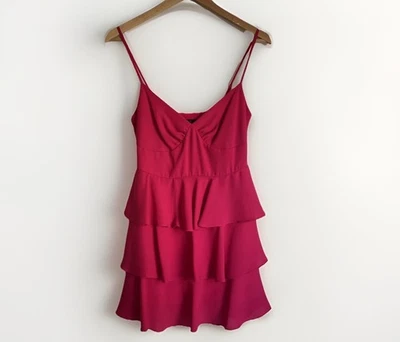 Vintage Y2K Patricia Field New York Fuchsia Ruffle Mini Dress EUC - Size US4 - image 1 of 4