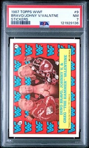 1987 Topps WWF Sticker #9 Dino Bravo Johnny V Greg The Hammer Valentine PSA 7 NM - Bild 1 von 4