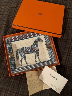 Hermes Ceramic Ashtray Horse Design Square Limited Edition Boxed Multi Color - Image 1 of 4