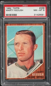 1962 Topps BB Card #258 Marty Keough Cincinnati Reds PSA 8 NM-MT - Picture 1 of 2