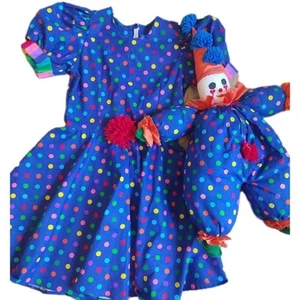 Handmade Clown Costume Dress Girls Size [X] Polka Dot Party Outfit Clown Doll  - Picture 1 of 17
