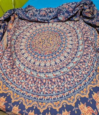 India 100% Cotton Weave Tapestry Mandala Wall Art Bed Cover Hippie Boho  - Image 1 of 3
