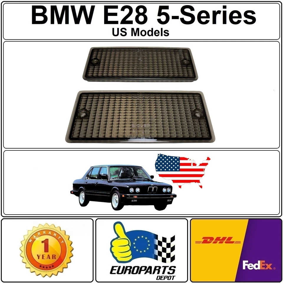 BMW E28 1984 serie 5 especificaciones de EE. UU. OEM SIDLER conjunto de lentes de señal de giro de humo par L&R Foto 1 de 4