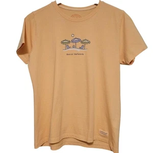 Camiseta Life is Good Mujer Pequeña S/S Naranja Cuello Redondo Calce Clásico "Red Social" - Imagen 1 de 10