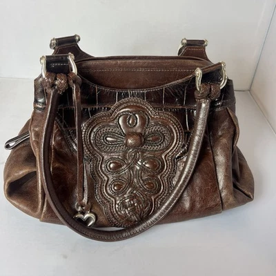 BOLSO DE MANO BRIGHTON LG MASTERPIECE B 3D Cuero Marrón Chocolate Boho Foto 1 de 4