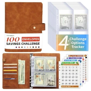 DONBAO 100 Envelopes Money Saving Challenge Binder, A5 Budget Binder with Env - Picture 1 of 8