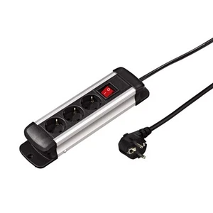 Hama Alu Mehrfachstecker 3-Fach mit Schalter Halterung 3m Kabel Steckdosenleiste - Bild 1 von 3