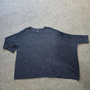 Suéter Eileen Fisher Mujer Talla Pequeña Azul Acanalado Slouchy Gran Tamaño Cuadrado Informal - Imagen 1 de 8