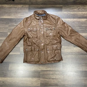 Massimo Dutti hellbraune Damen Lederjacke Größe L - große Jacke mit Reißverschluss + Schnallen - Bild 1 von 24