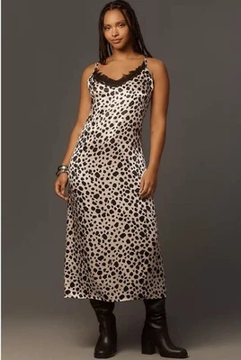 Vestido sin Mangas Anthropologie Cuello en V Espalda Abierta Encaje Estampado Animal Talla Mediana Foto 1 de 4